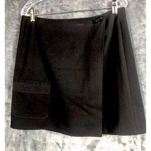 Talbot’s petites short black velour wrap around skirt stretch Size 14 So Soft!!